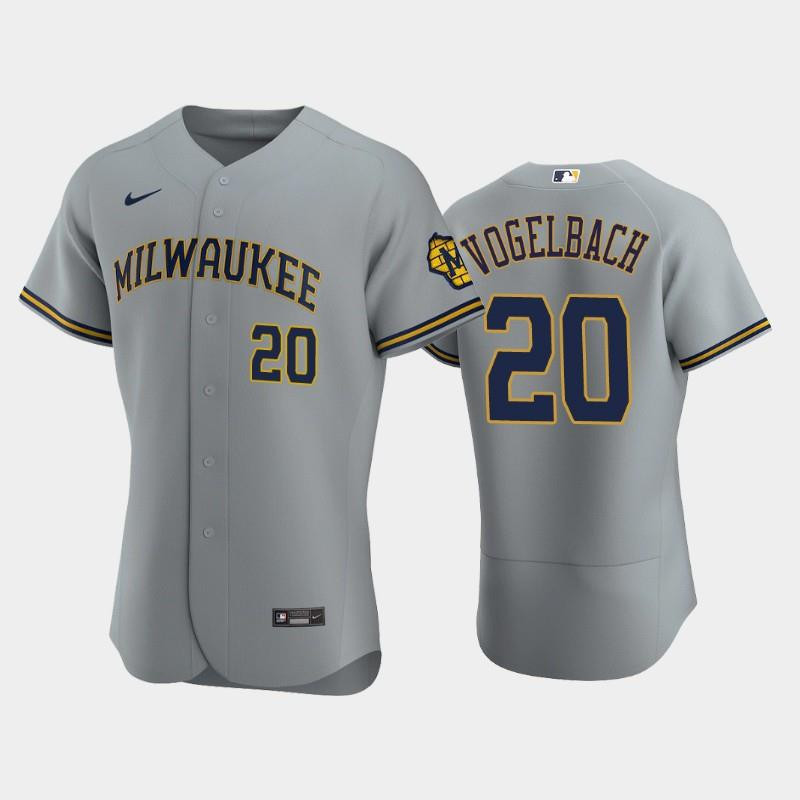 Milwaukee Brewers 20 Daniel Vogelbach Road Team Gray Jersey Jersey 