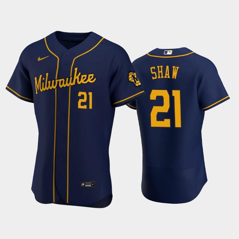 Milwaukee Brewers 21 Travis Shaw Alternate Team Navy Jersey Jersey 
