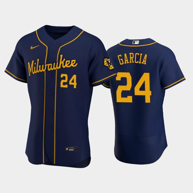 Milwaukee Brewers 24 Avisail Garcia Alternate Team Navy Jersey Jersey 