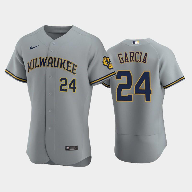 Milwaukee Brewers 24 Avisail Garcia Road Team Gray Jersey Jersey 