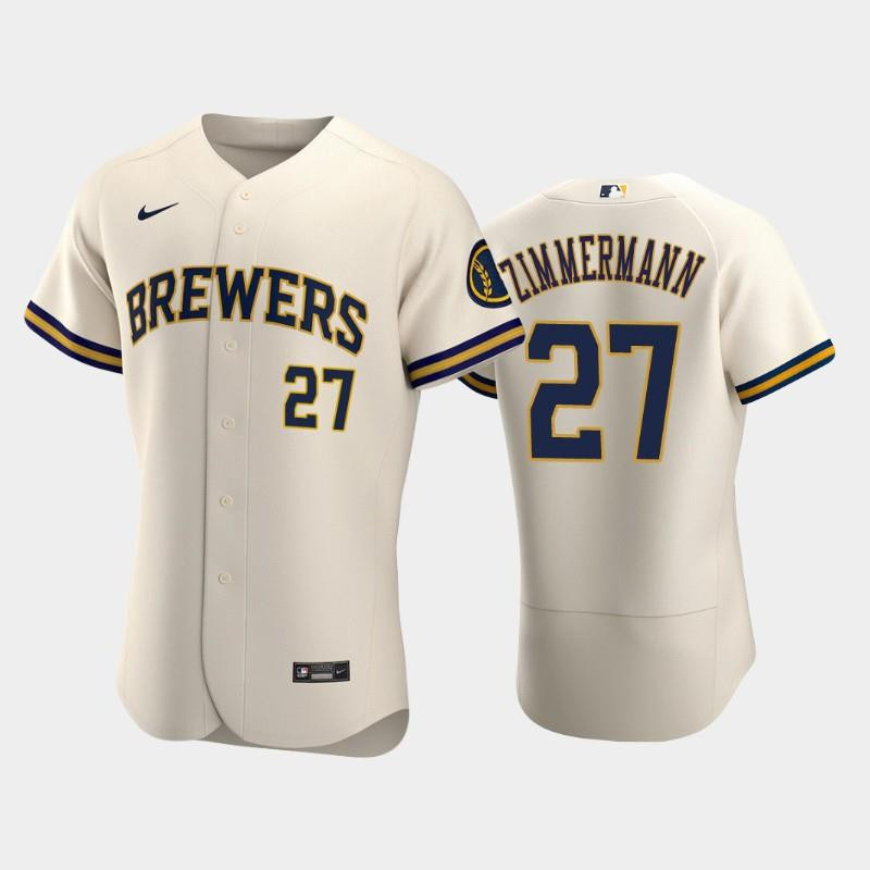 Milwaukee Brewers 27 Jordan Zimmermann Home Team Cream Jersey Jersey 