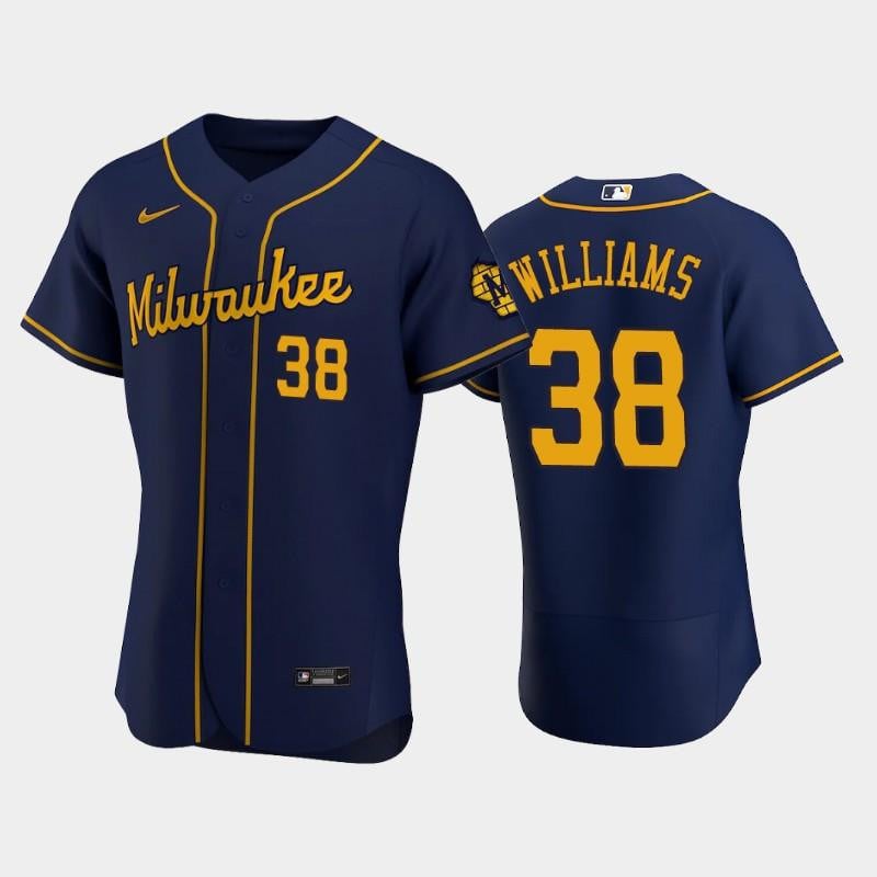 Milwaukee Brewers 38 Devin Williams Alternate Team Navy Jersey Jersey 