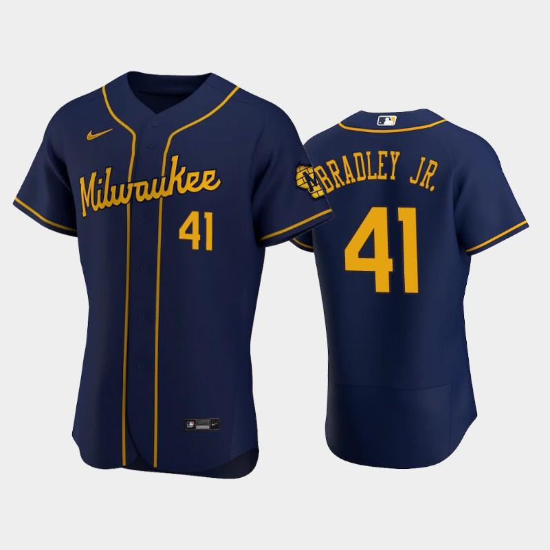 Milwaukee Brewers 41 Jackie Bradley Jr. Alternate Team Navy Jersey Jersey 