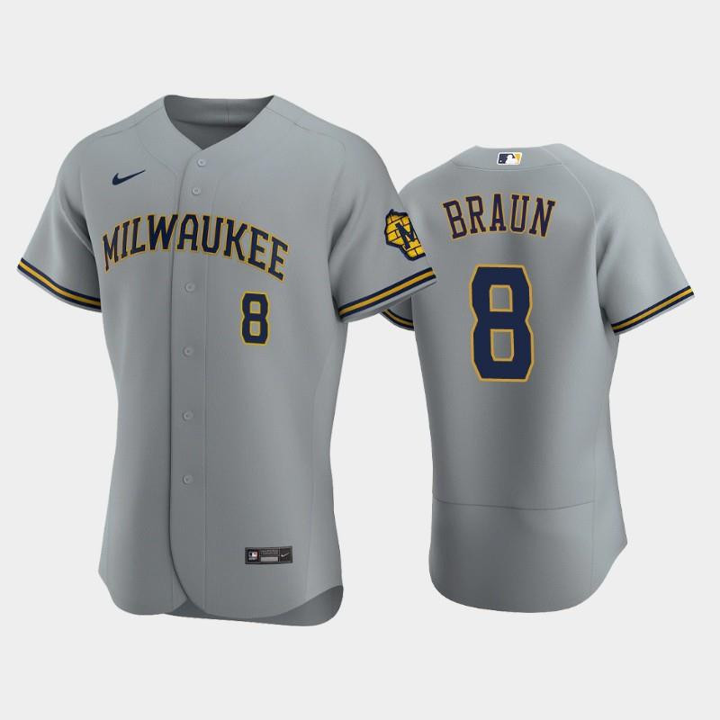 Milwaukee Brewers 8 Ryan Braun Road Team Gray Jersey Jersey 