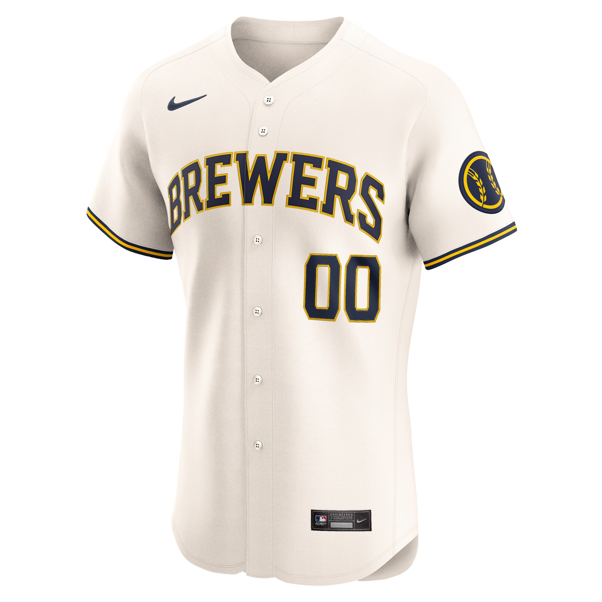 Alternative view of Milwaukee Brewers Home Elite Custom Jersey - Cream