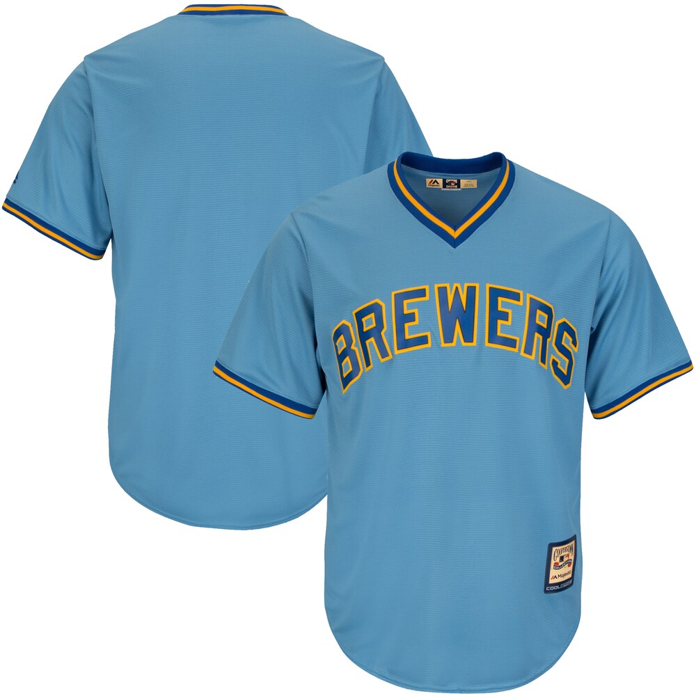 Milwaukee Brewers Majestic Cooperstown Collection Cool Base Jersey - Light Blue