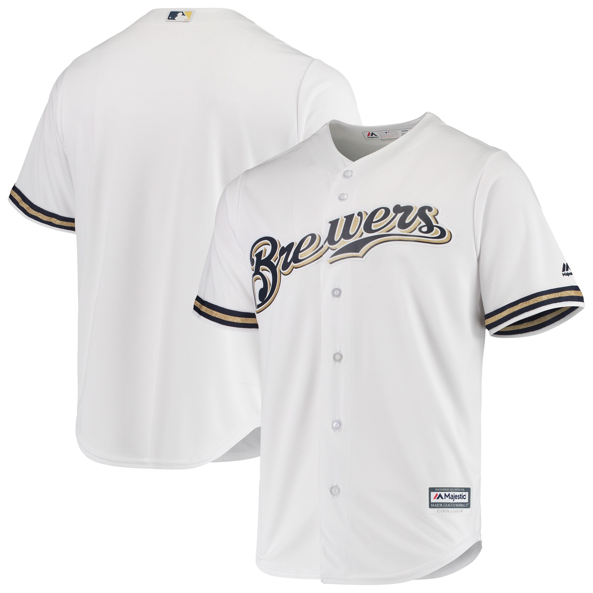 Alternative view of Milwaukee Brewers Majestic Home Official Cool Base Jersey – White