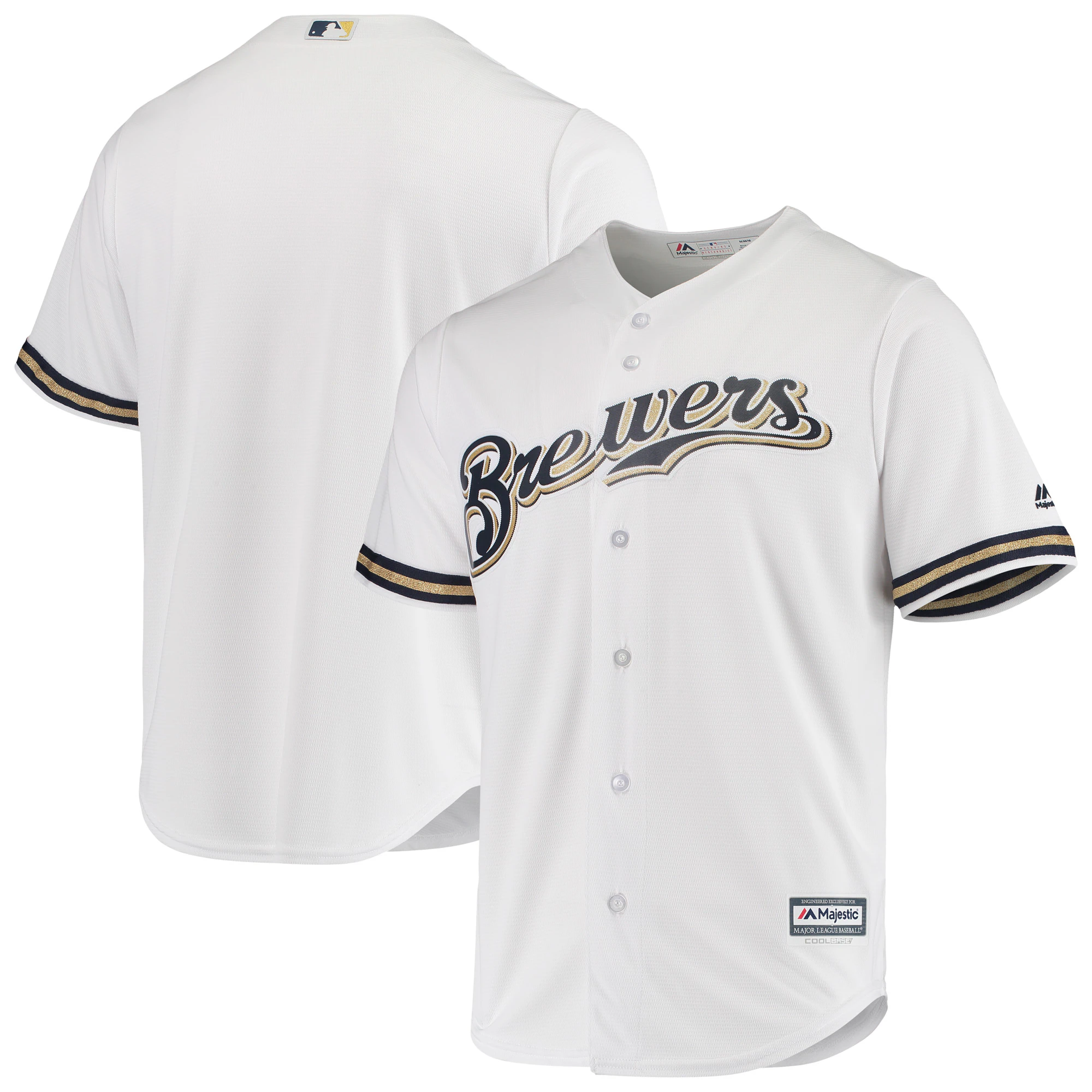 Alternative view of Milwaukee Brewers Majestic Team Official Jersey – White
