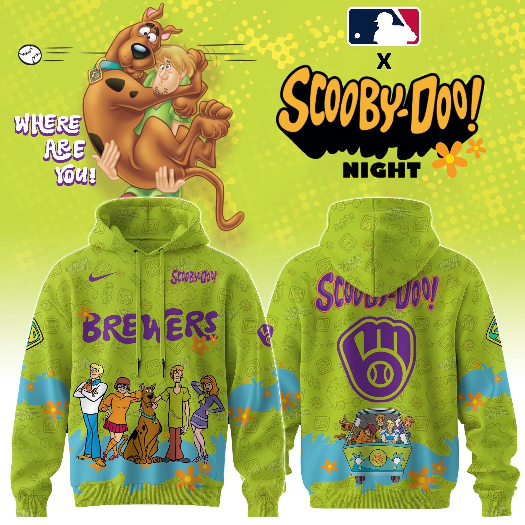 Milwaukee Brewers Mlb X Scooby Doo Custom Hoodie Editions Limited