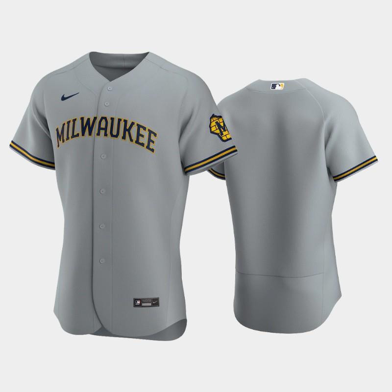 Milwaukee Brewers Road Team Gray Jersey Jersey 