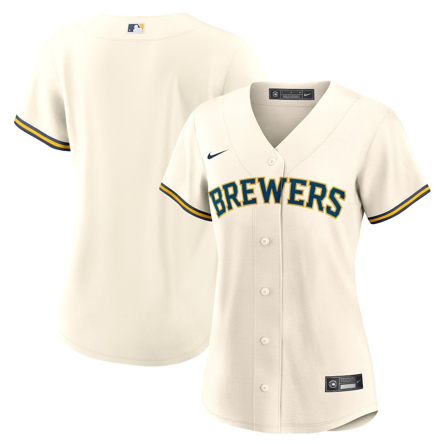 Milwaukee Brewers Women's Home Blank Jersey - Cream 