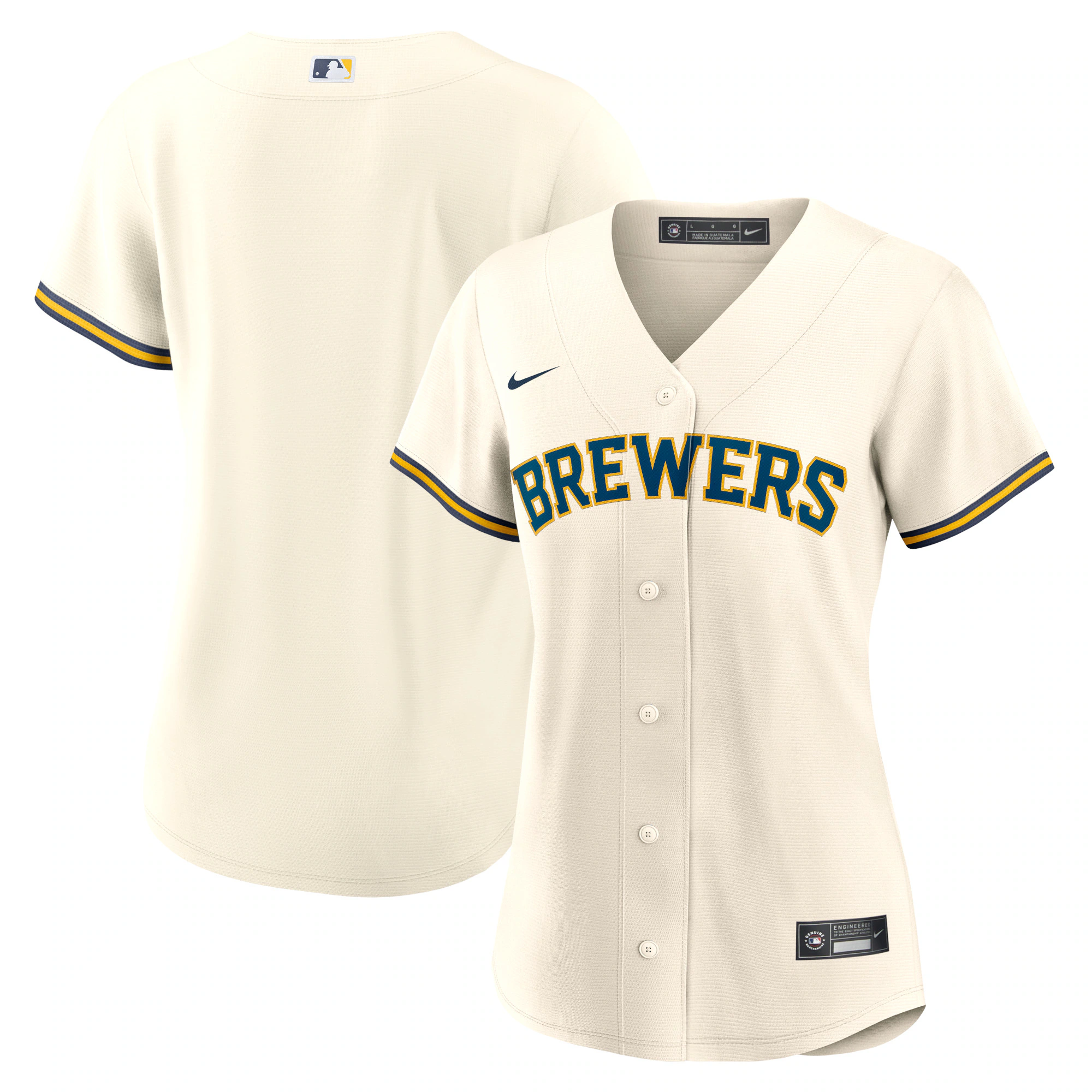 Milwaukee Brewers Women's Home Blank Replica Jersey - Cream