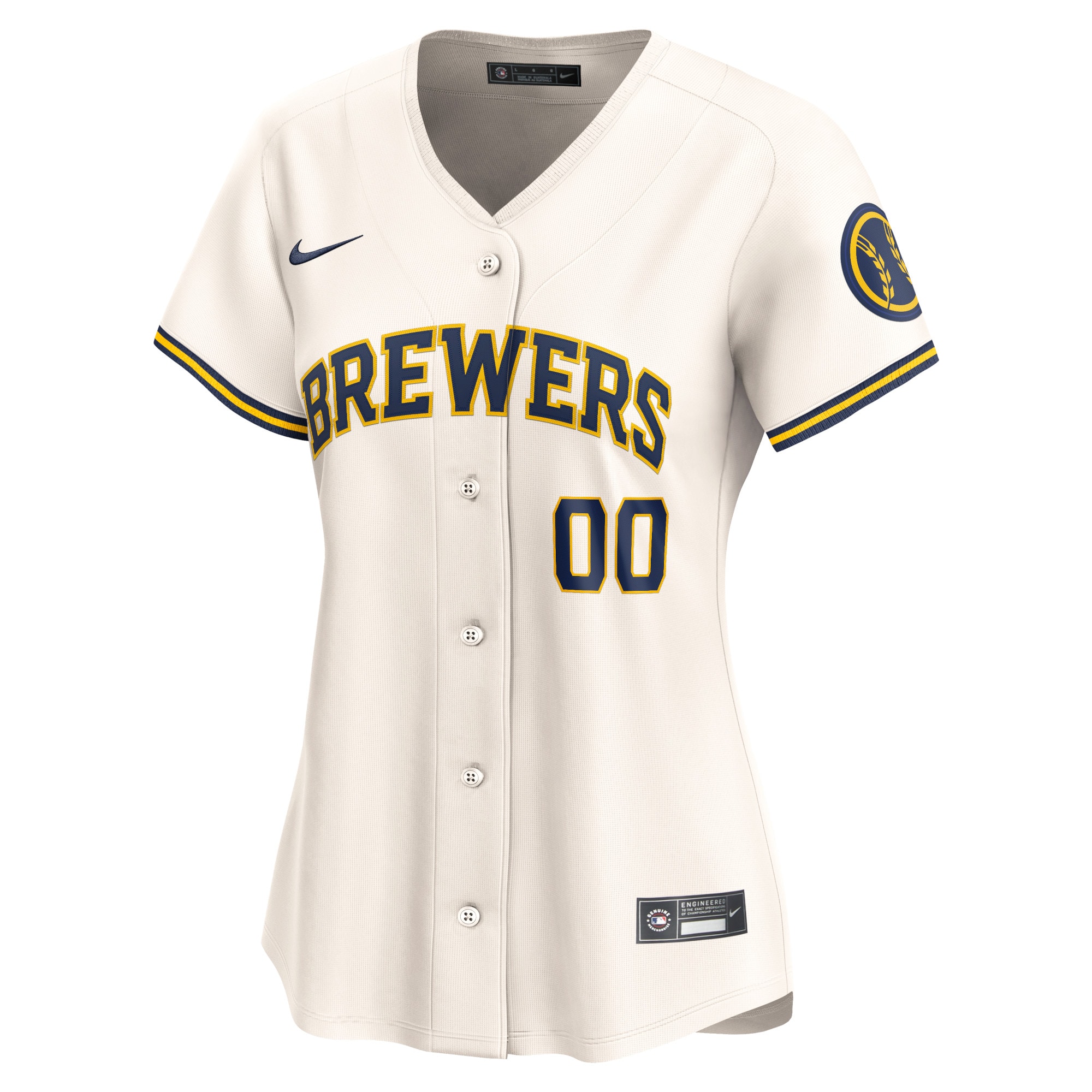 Alternative view of Milwaukee Brewers Women's Home Limited Custom Jersey - Cream
