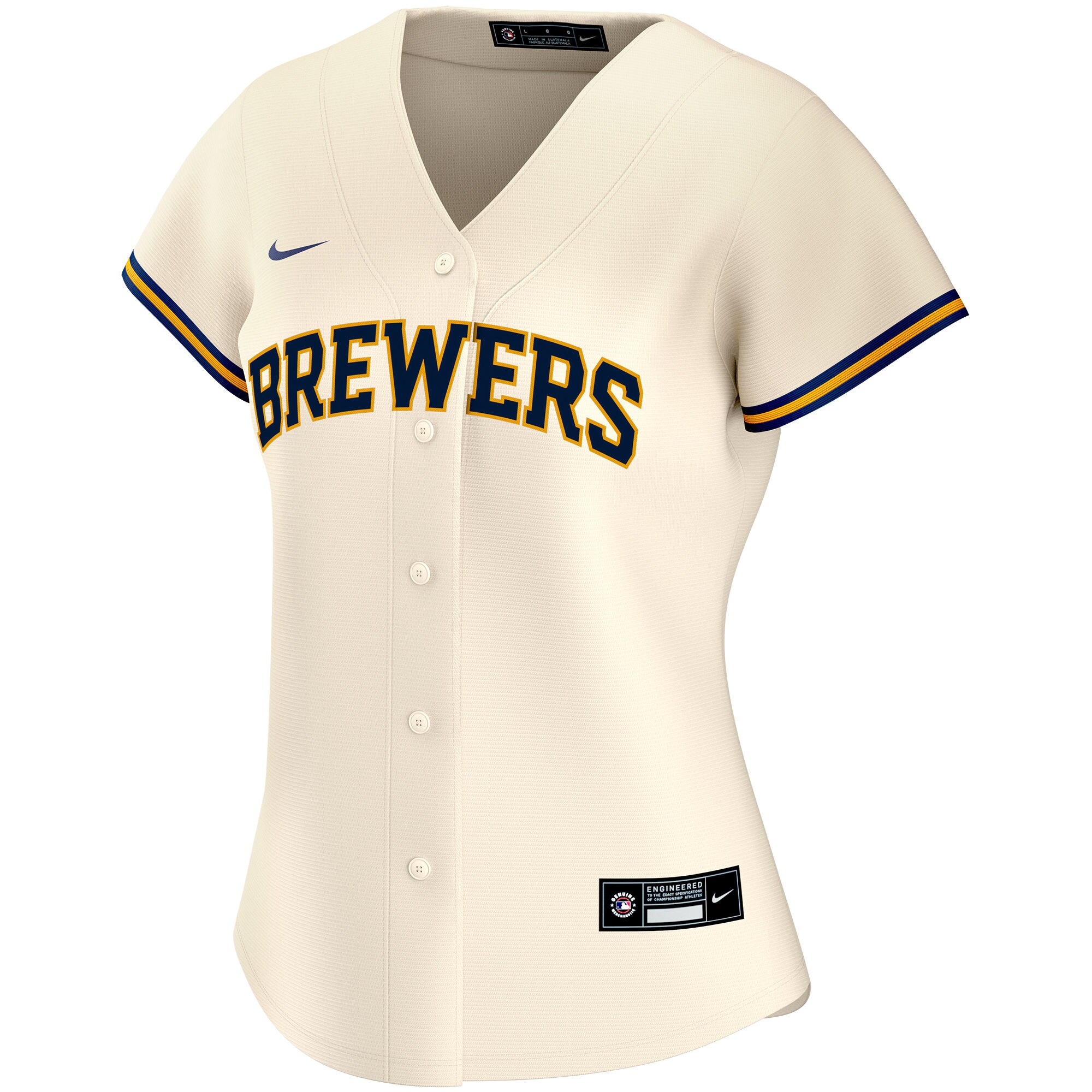 Alternative view of Milwaukee Brewers Women's Home Replica Custom Jersey - Cream