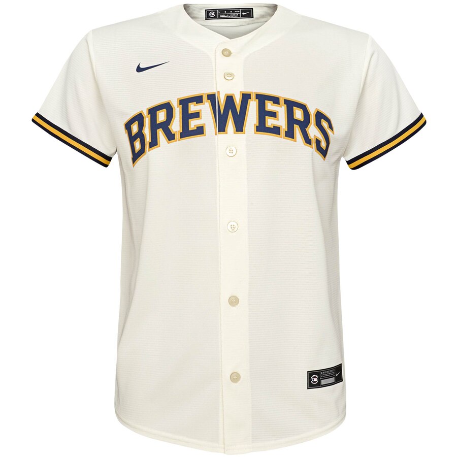 Alternative view of Milwaukee Brewers Youth Home 2020 Replica Team Jersey - Cream