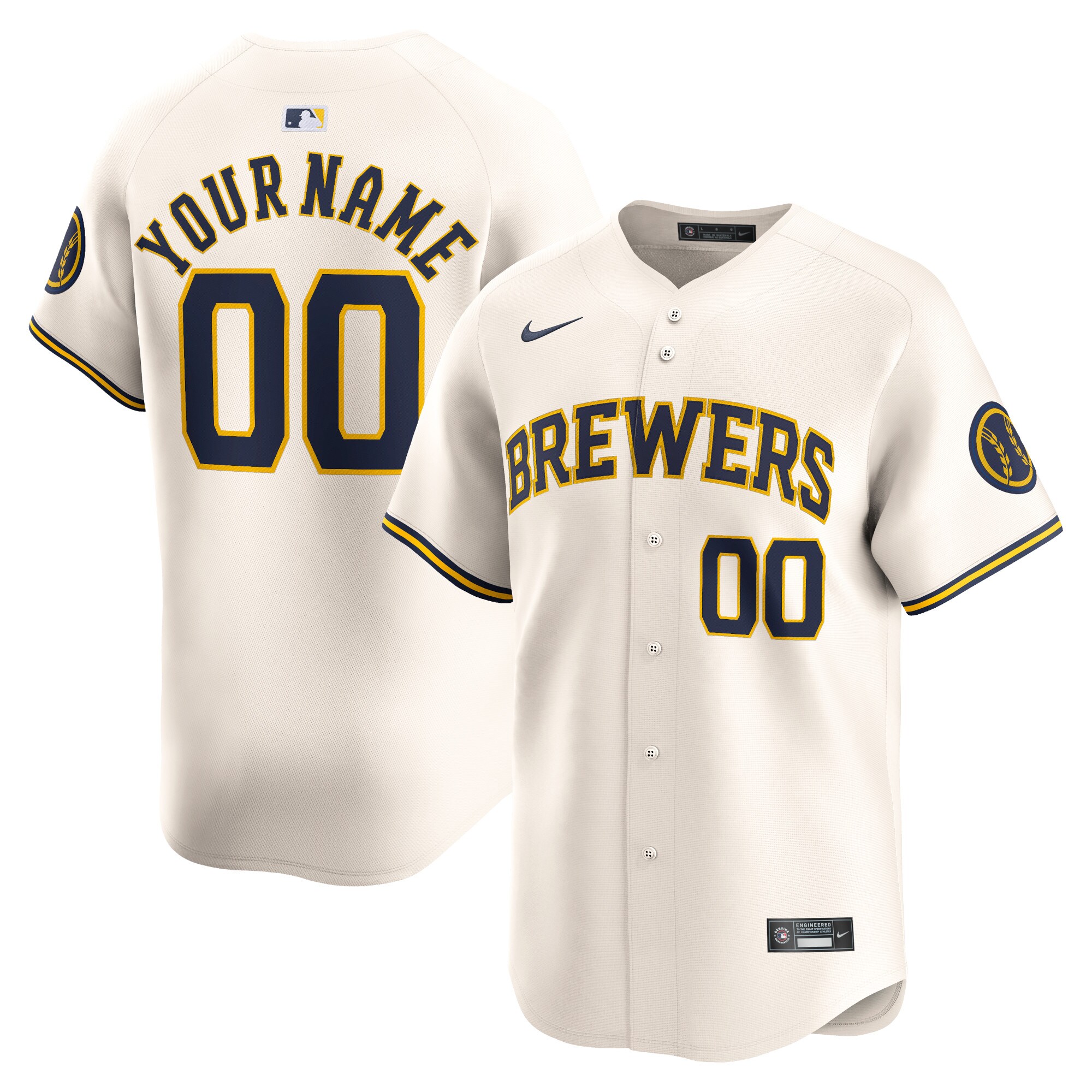 Milwaukee Brewers Youth Home Limited Custom Jersey - Cream