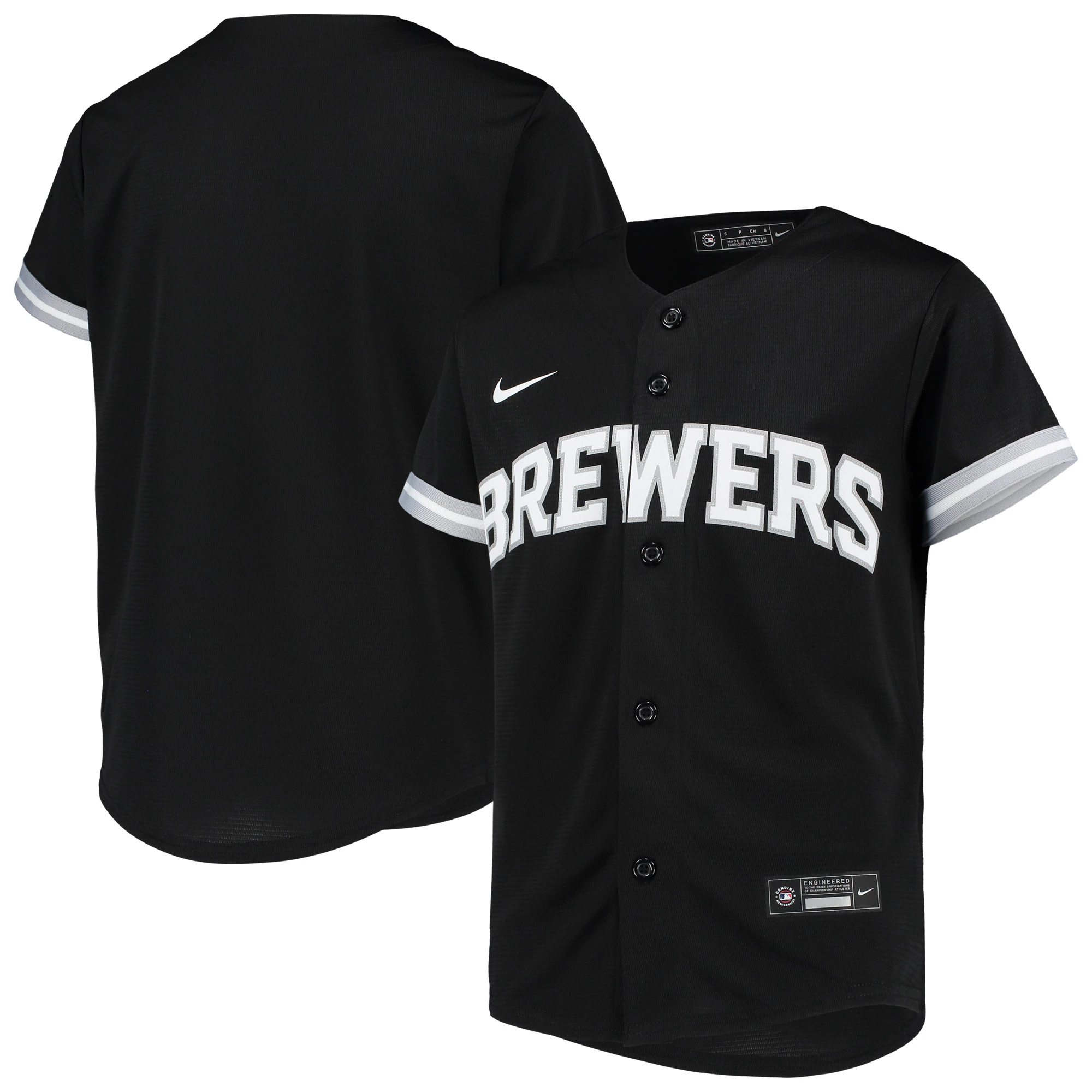 Milwaukee Brewers Youth Replica Team Jersey - Black/white