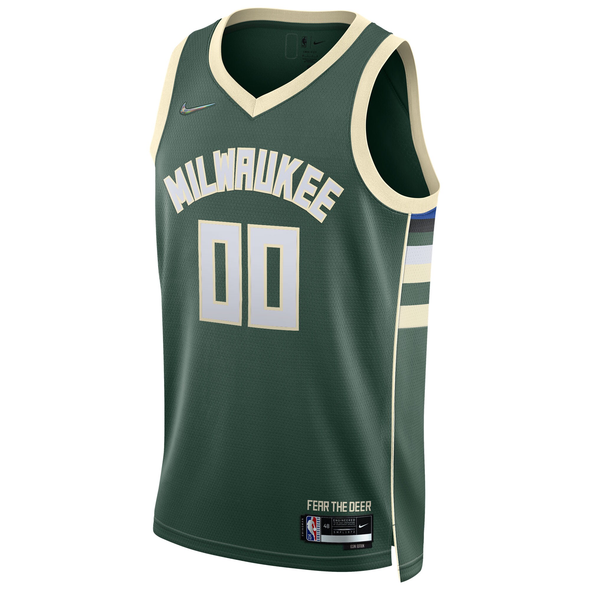 Alternative view of Milwaukee Bucks 2021/22 Diamond Swingman Custom Jersey - Icon Edition - Hunter Green