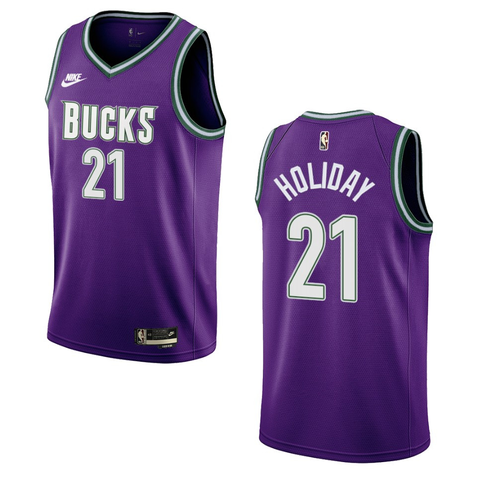 Milwaukee Bucks 2022-23 Classic Edition Jrue Holiday Purple Jersey Swingman