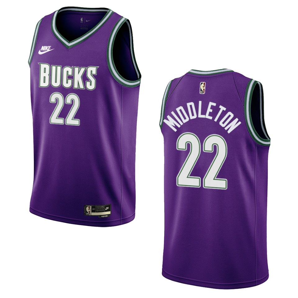 Milwaukee Bucks 2022-23 Classic Edition Khris Middleton Purple Jersey Swingman