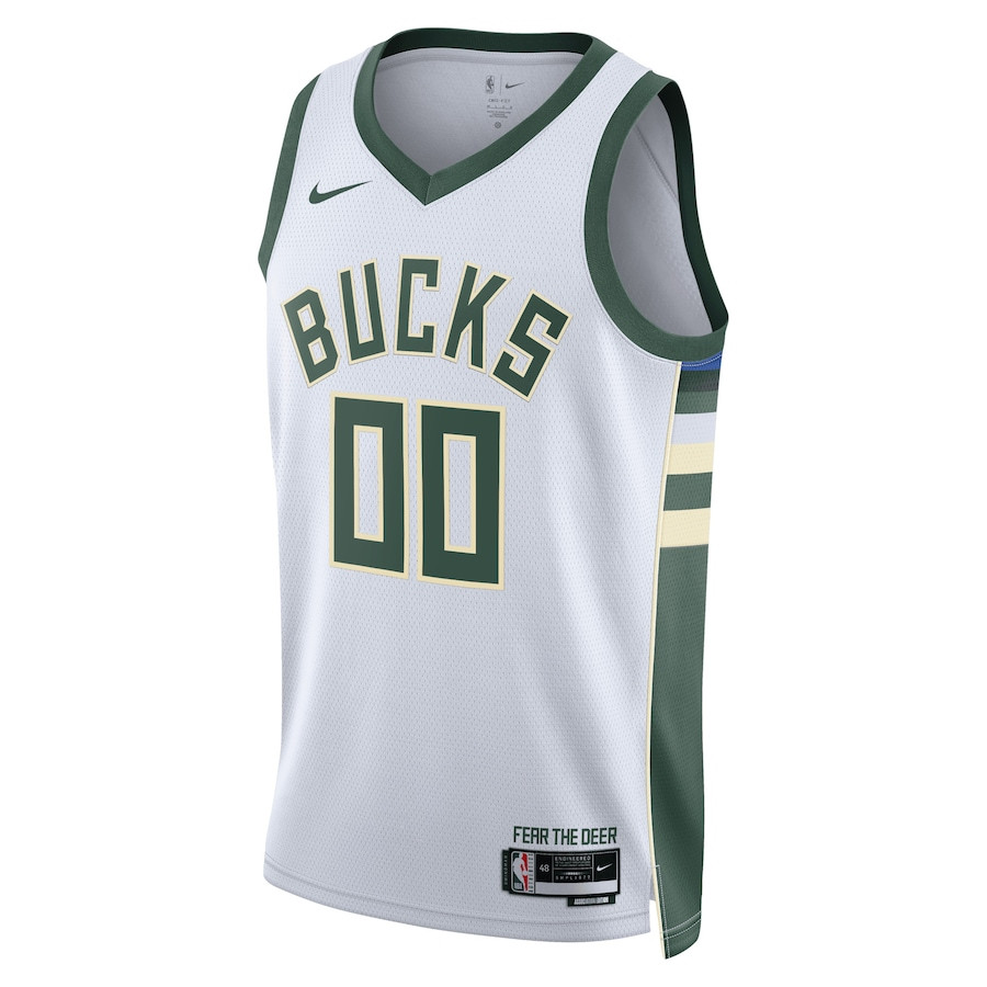 Alternative view of Milwaukee Bucks 2023/24 Association Swingman Custom Men Jersey - White - JS640 