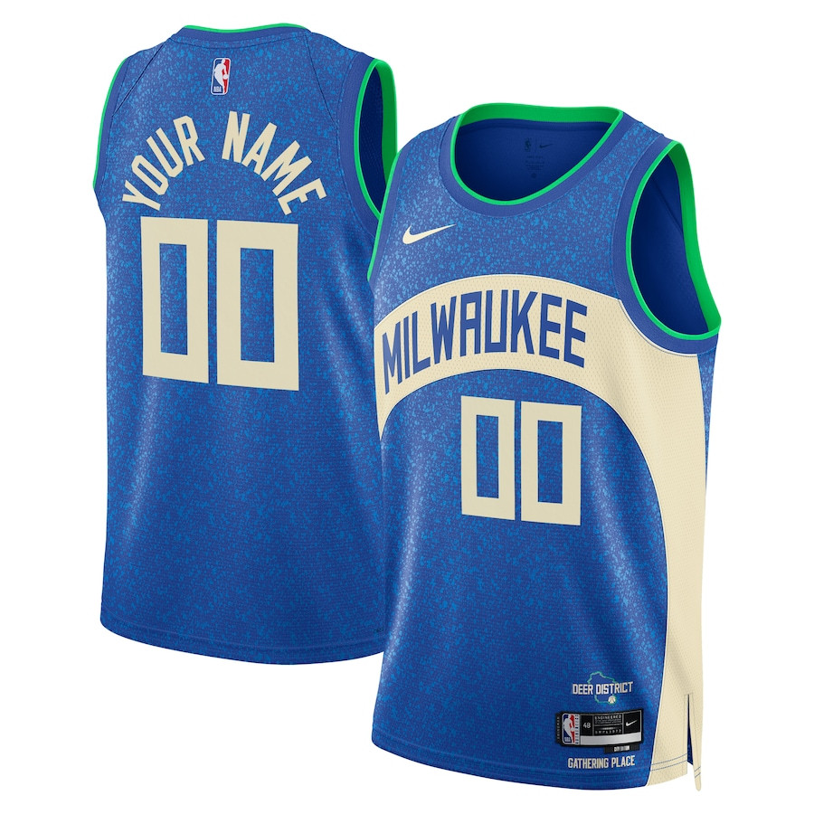 Milwaukee Bucks 2023/24 City Edition Swingman Custom Jersey - Royal - JS768 