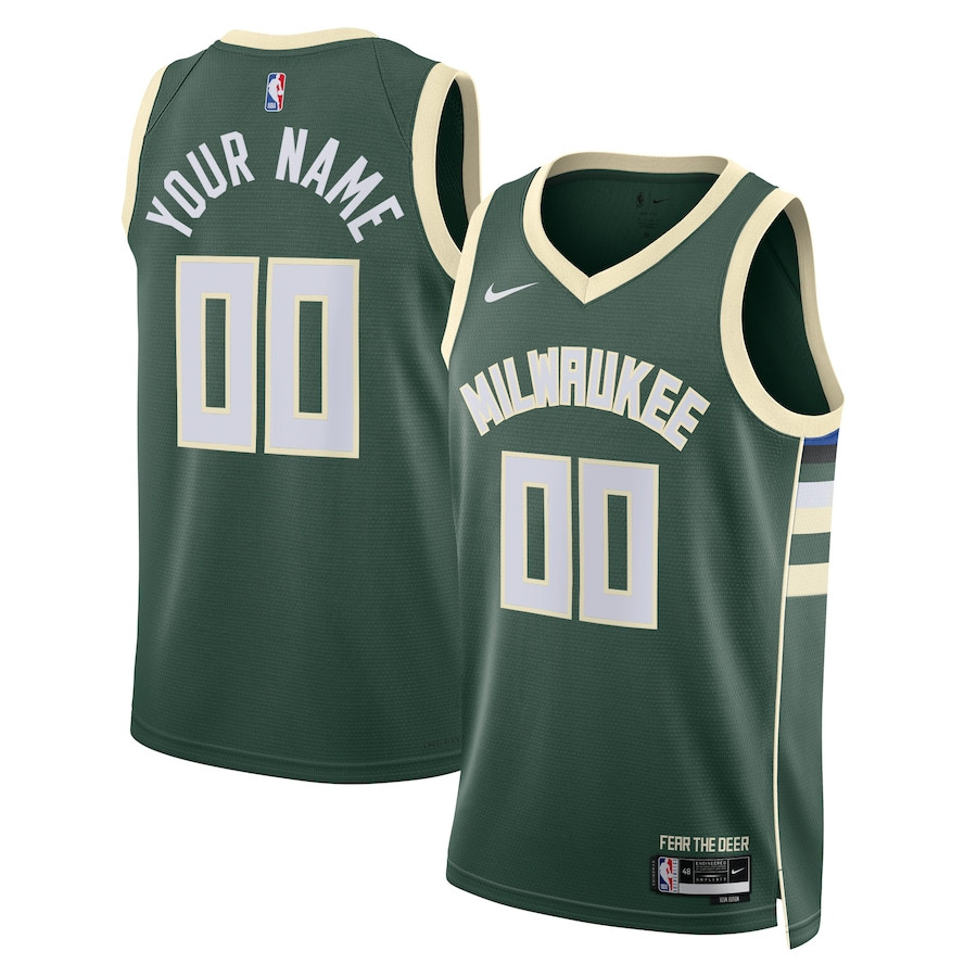 Milwaukee Bucks 2023/24 Icon Swingman Custom Men Jersey - Hunter Green - JS225 