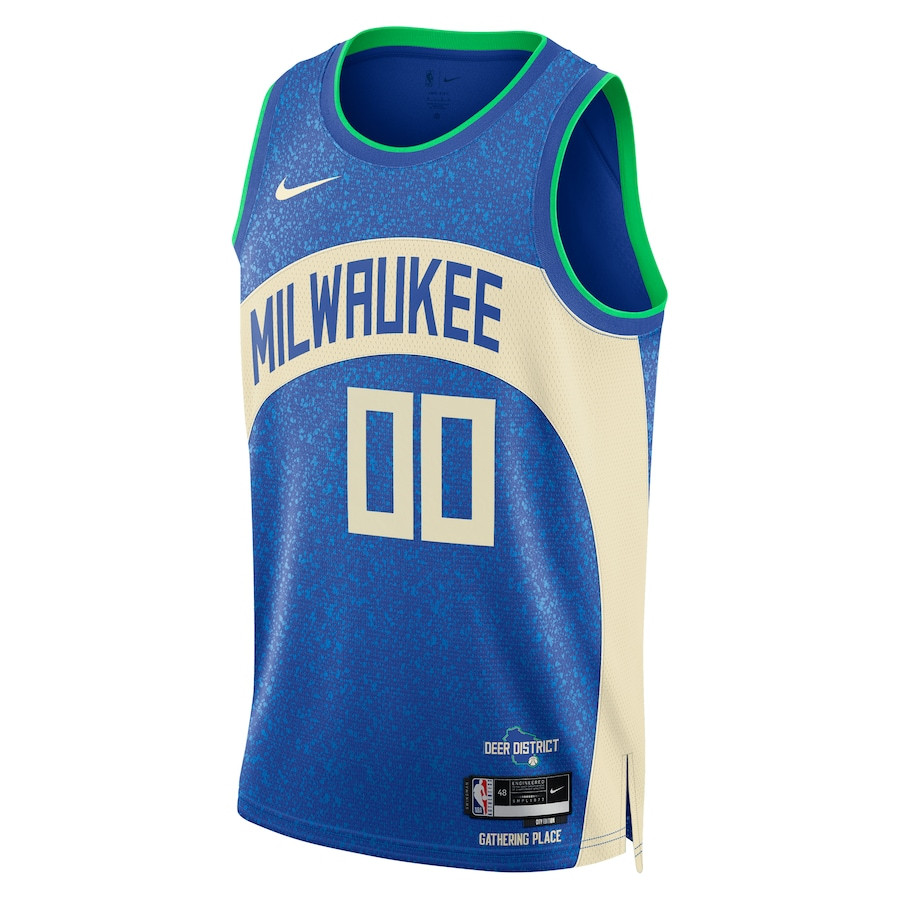 Alternative view of Milwaukee Bucks 2023/24 Swingman Jersey Customized - City Edition - Blue - JS974 