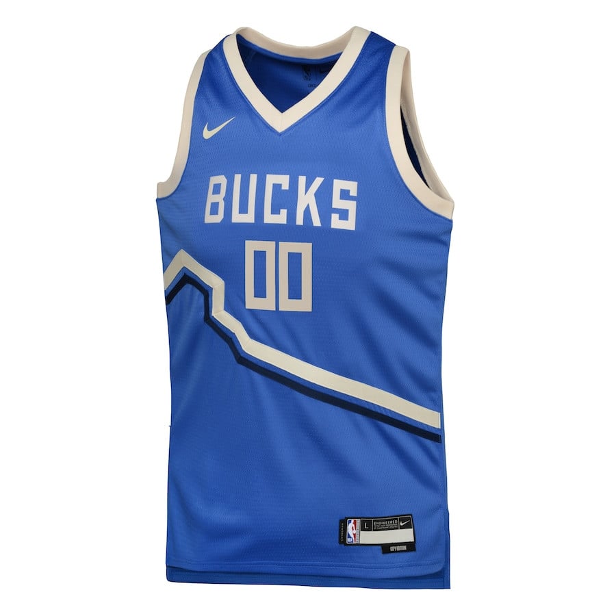 Alternative view of Milwaukee Bucks 2024/25 Swingman Custom YOUTH Jersey - City Edition - Royal - JS359 