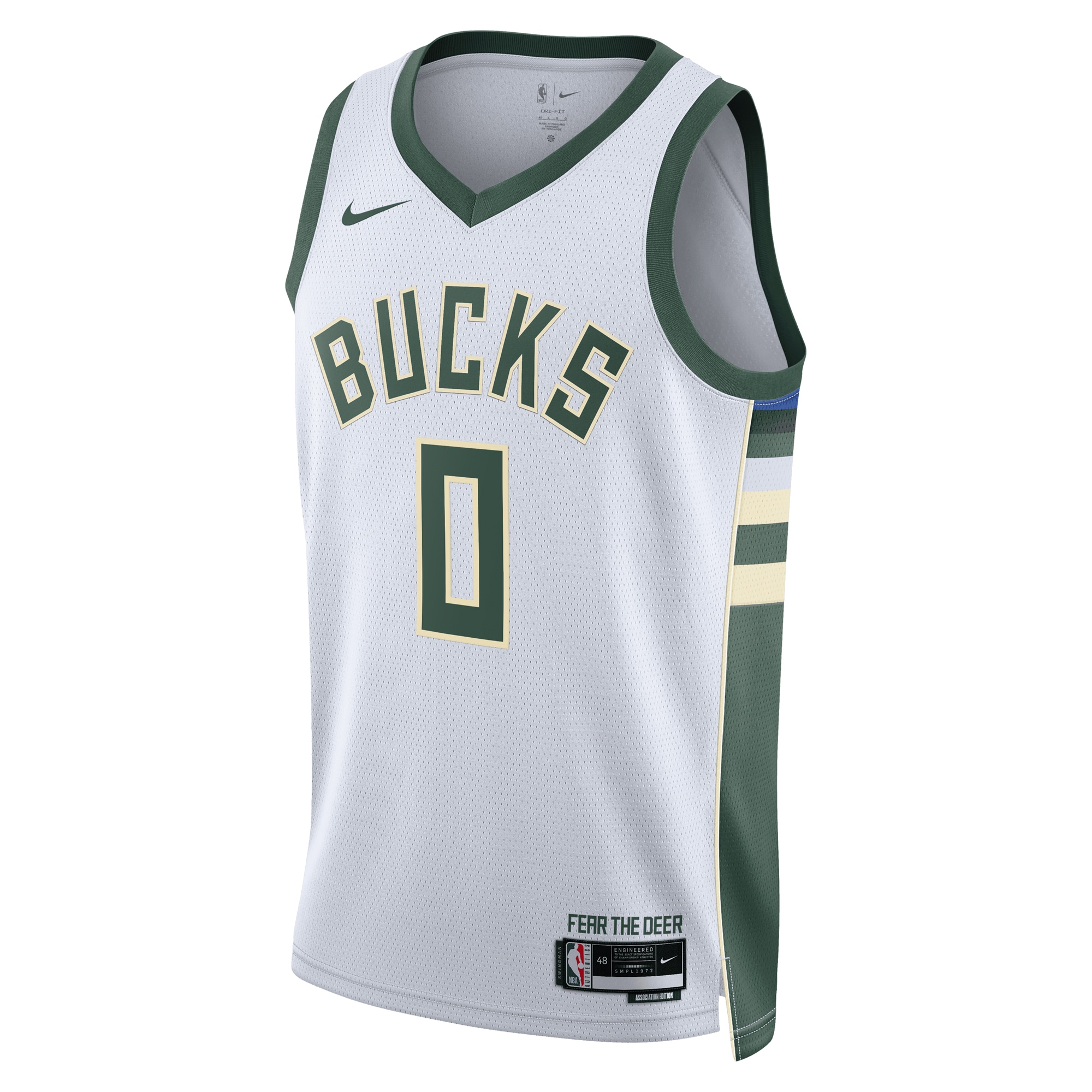Alternative view of Milwaukee Bucks Association Edition Swingman Jersey - White - Damian Lillard - Unisex - JS189 