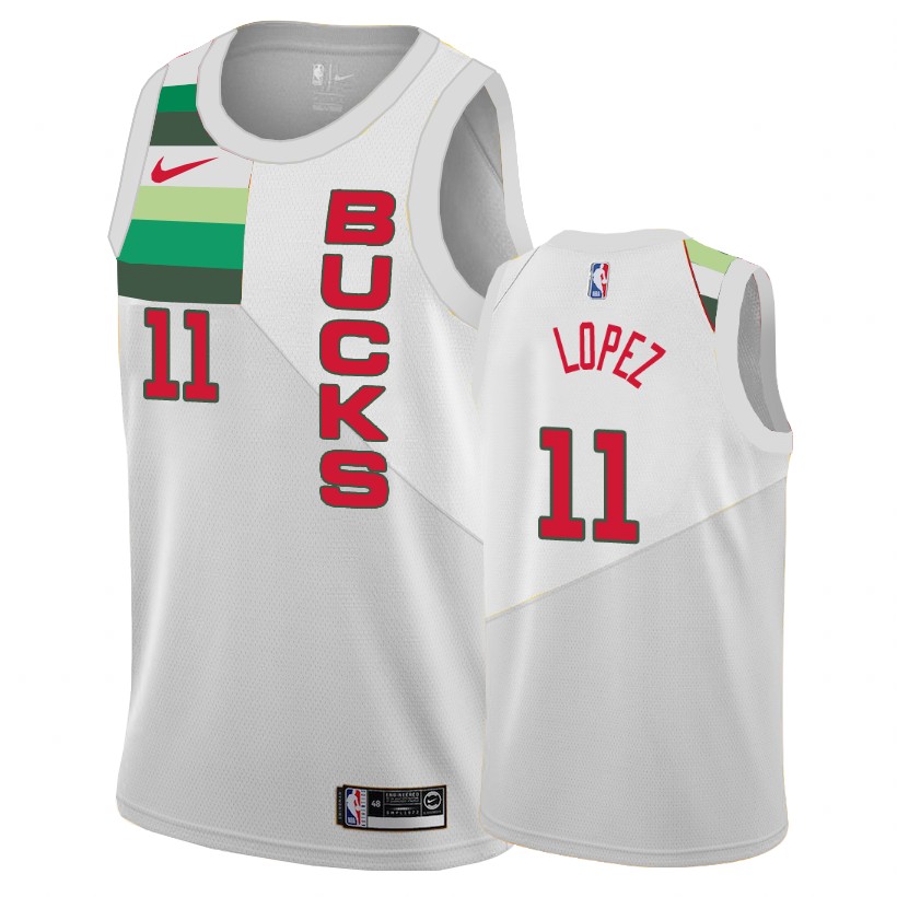 Milwaukee Bucks Brook Lopez White Earned Edition Jersey