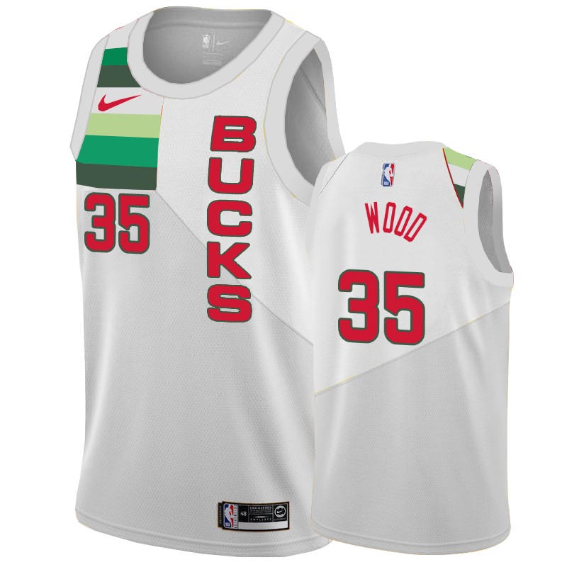 Milwaukee Bucks Christian Wood #35 White 2018-19 Earned Edition Jersey