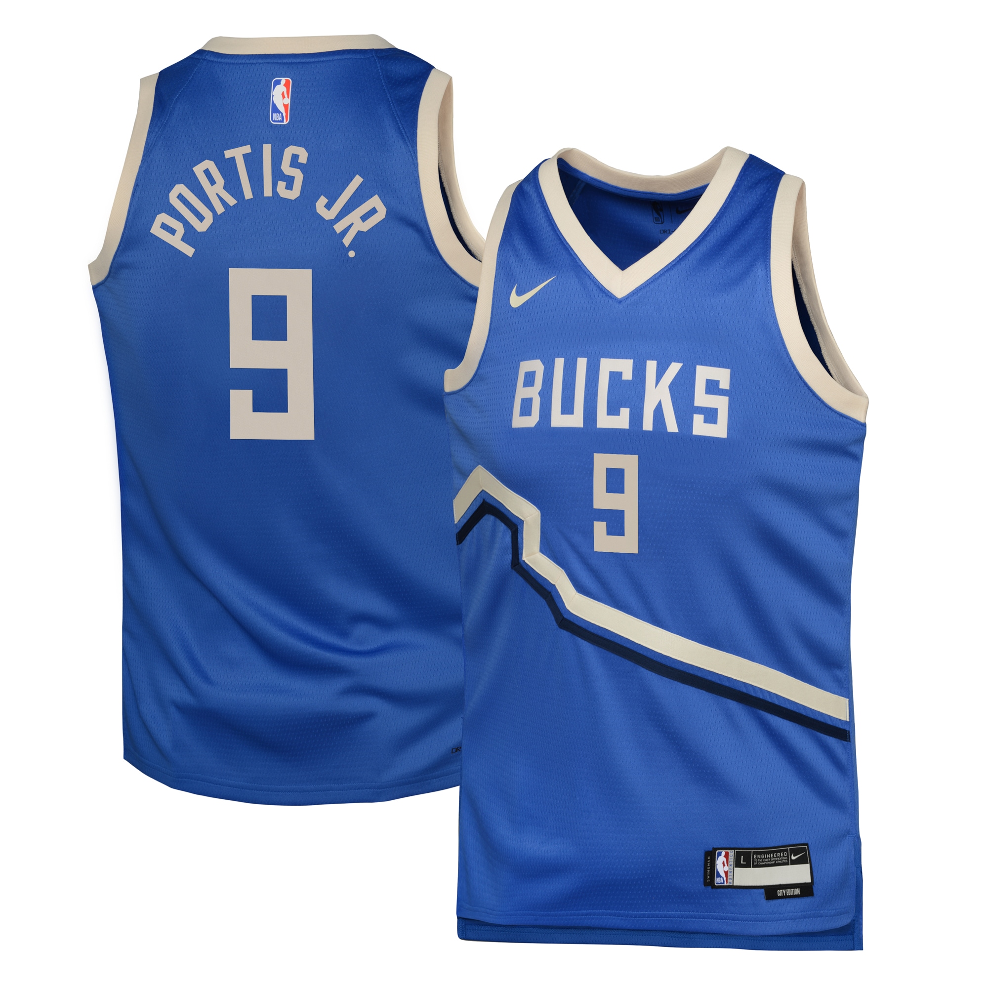 Milwaukee Bucks City Edition Swingman Jersey 2024 - Royal - Bobby Portis Jr. - Youth - JS679 