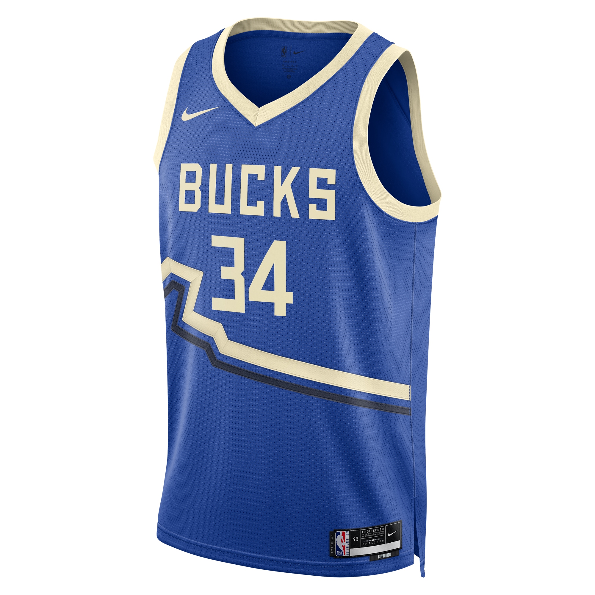 Alternative view of Milwaukee Bucks City Edition Swingman Jersey 2024 - Royal - Giannis Antetokounmpo - Unisex - JS642 