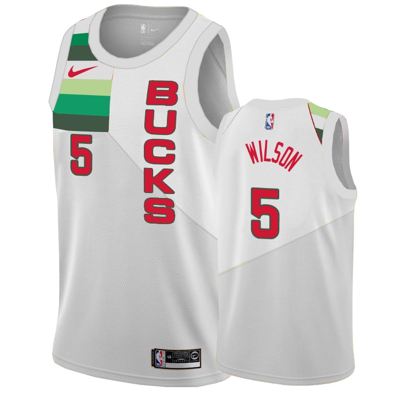 Milwaukee Bucks D.j. Wilson #5 White 2018-19 Earned Edition Jersey