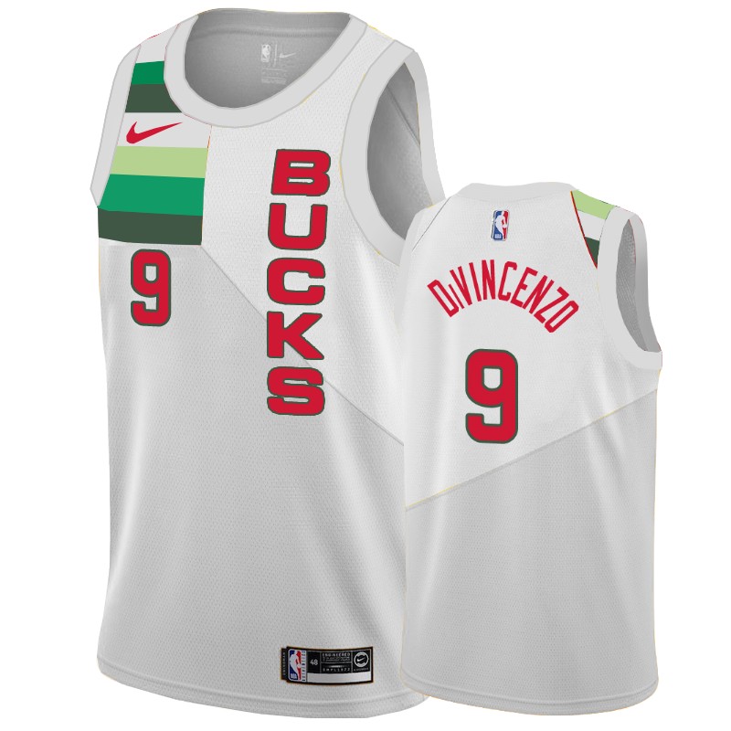 Milwaukee Bucks Donte Divincenzo #9 White 2018-19 Earned Edition Jersey