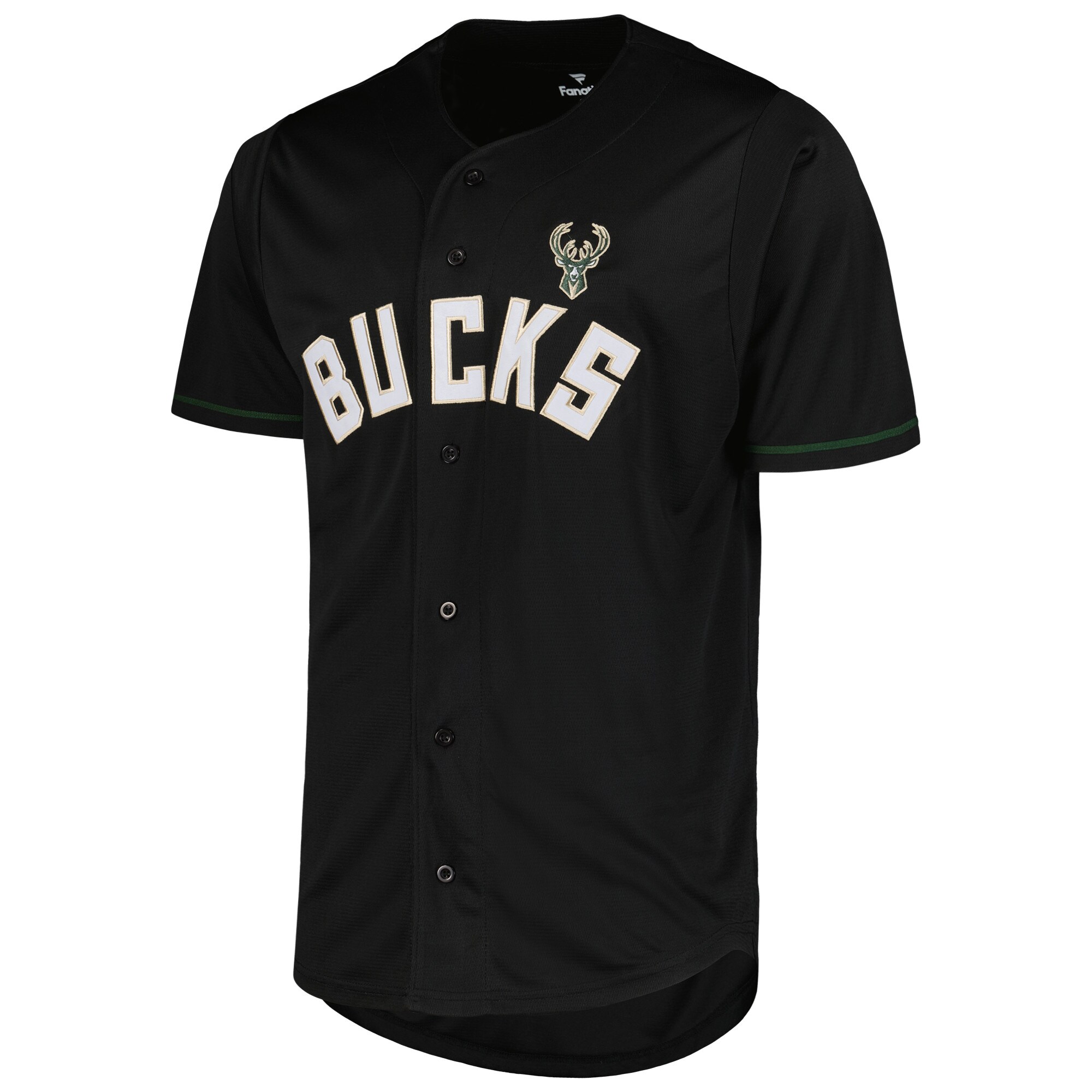Alternative view of Milwaukee Bucks Fanatics Pop Baseball Jersey - Black