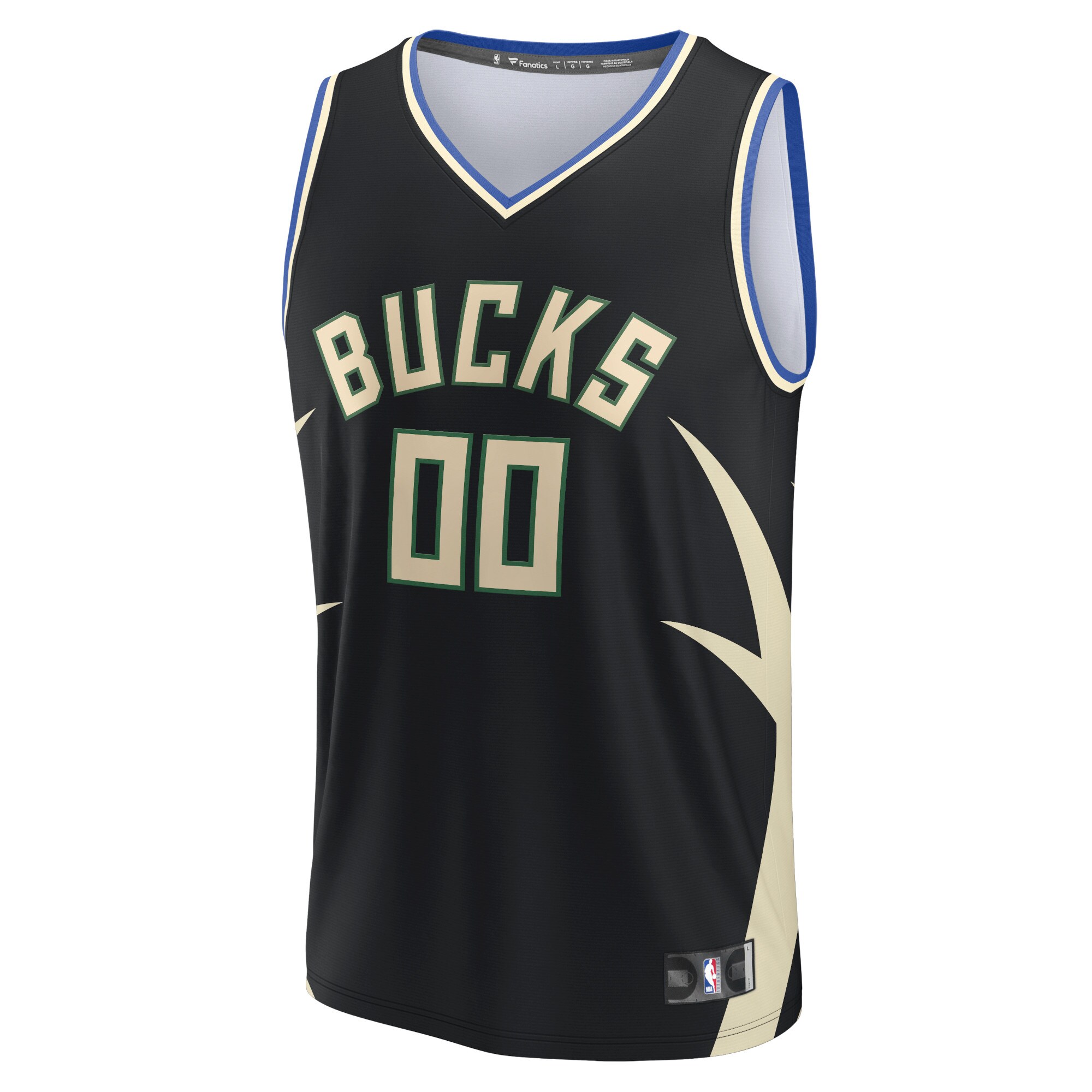 Alternative view of Milwaukee Bucks Fanatics Youth Fast Break Custom Jersey - Black - Statement Edition