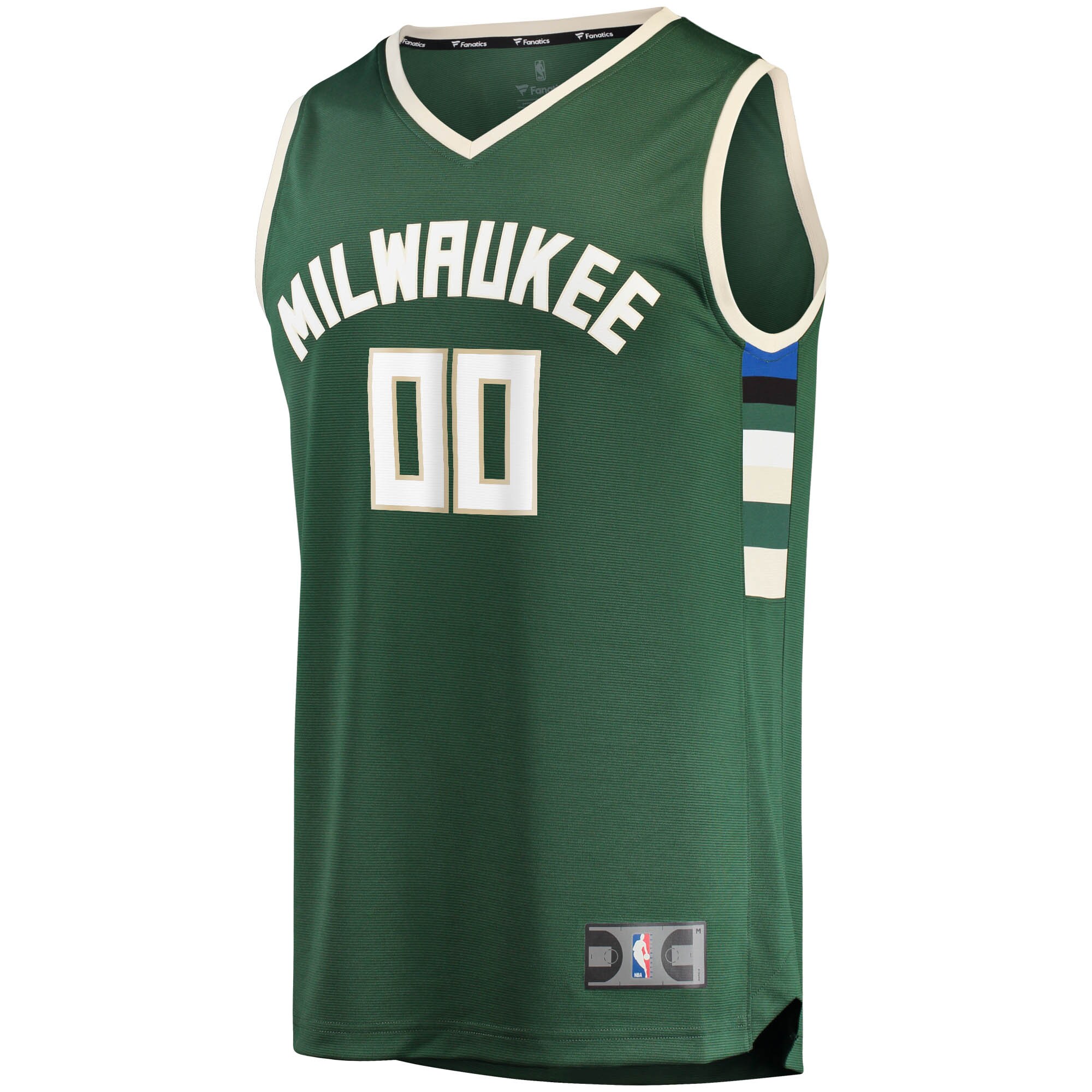 Alternative view of Milwaukee Bucks Fanatics Youth Fast Break Custom Replica Jersey Hunter Green - Icon Edition