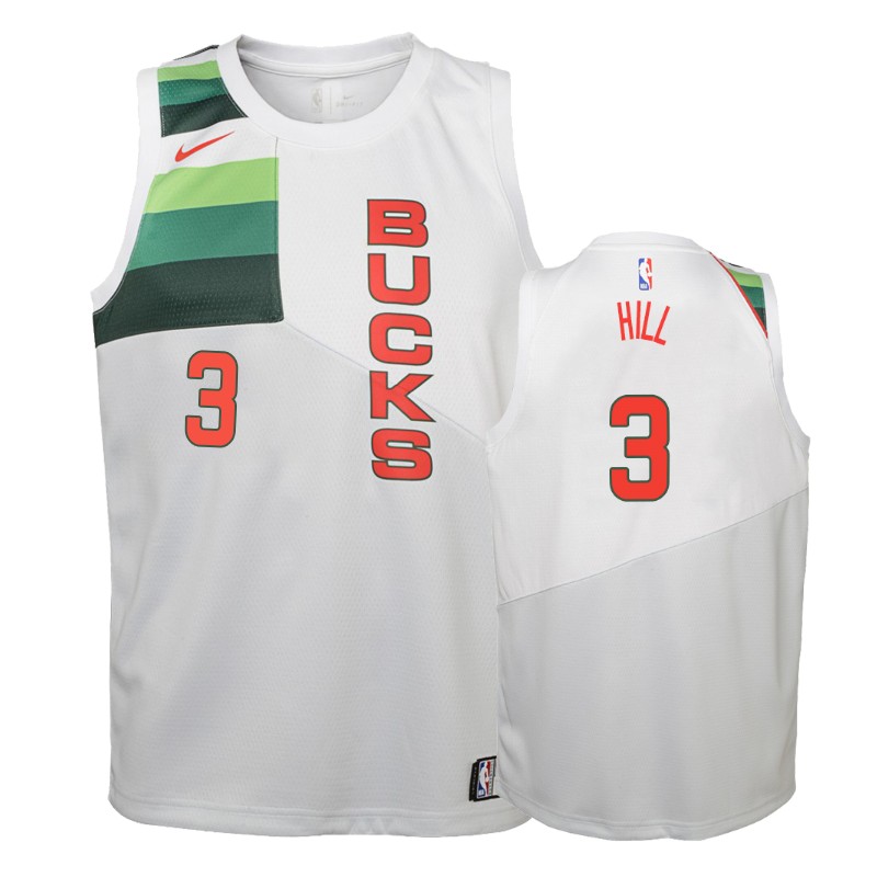 Milwaukee Bucks George Hill #3 White 2018-19 Earned Jersey -youth
