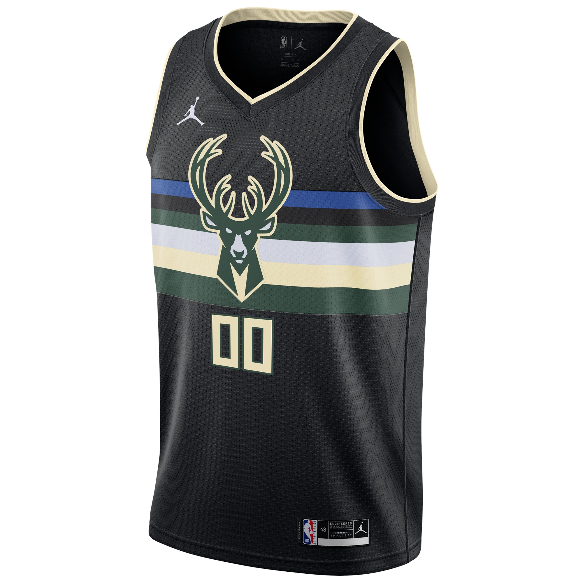 Alternative view of Milwaukee Bucks Jordan Brand Swingman Custom Jersey - Statement Edition - Black