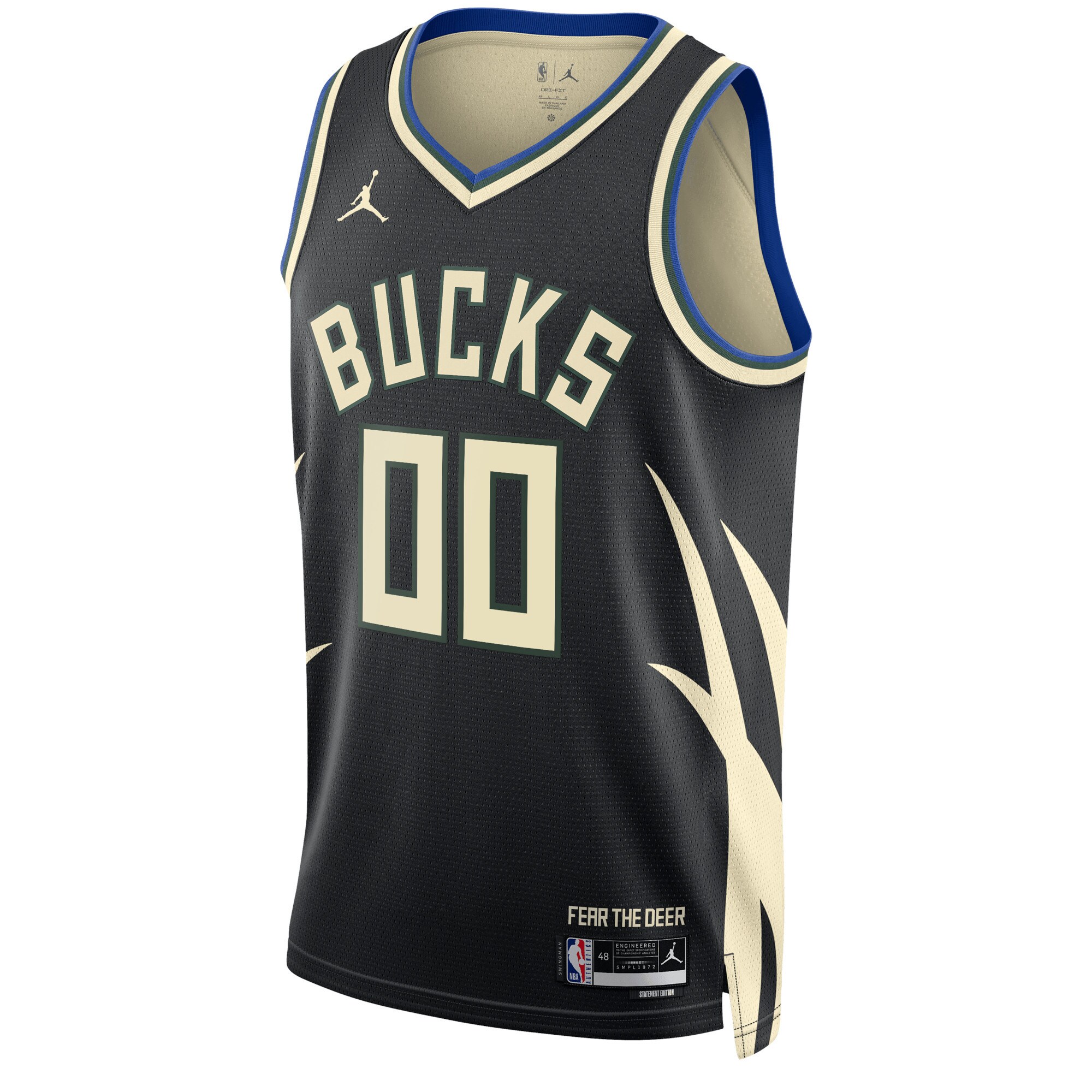 Alternative view of Milwaukee Bucks Jordan Brand Unisex 2022/23 Swingman Custom Jersey - Statement Edition - Black