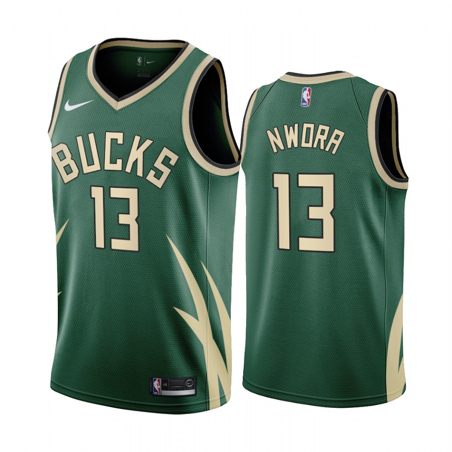 Milwaukee Bucks Jordan Nwora #13 White 2020-21 Earned Jersey