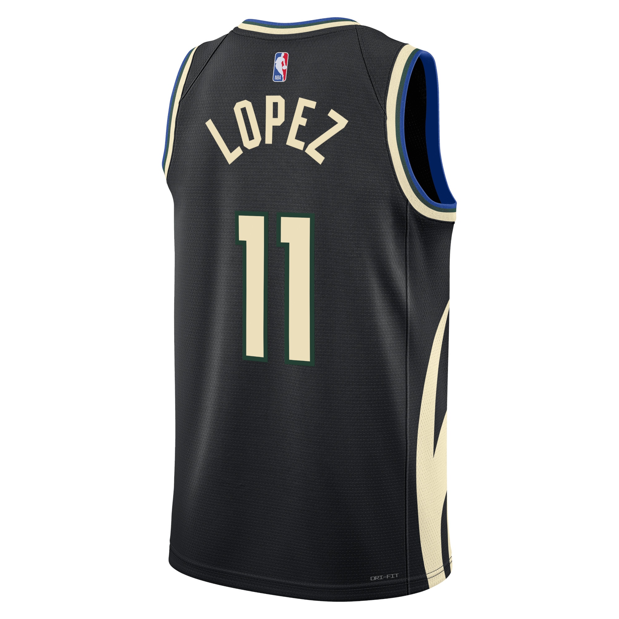 Alternative view of Milwaukee Bucks Jordan Statement Edition Swingman Jersey - Black - Brook Lopez - Unisex - JS462 
