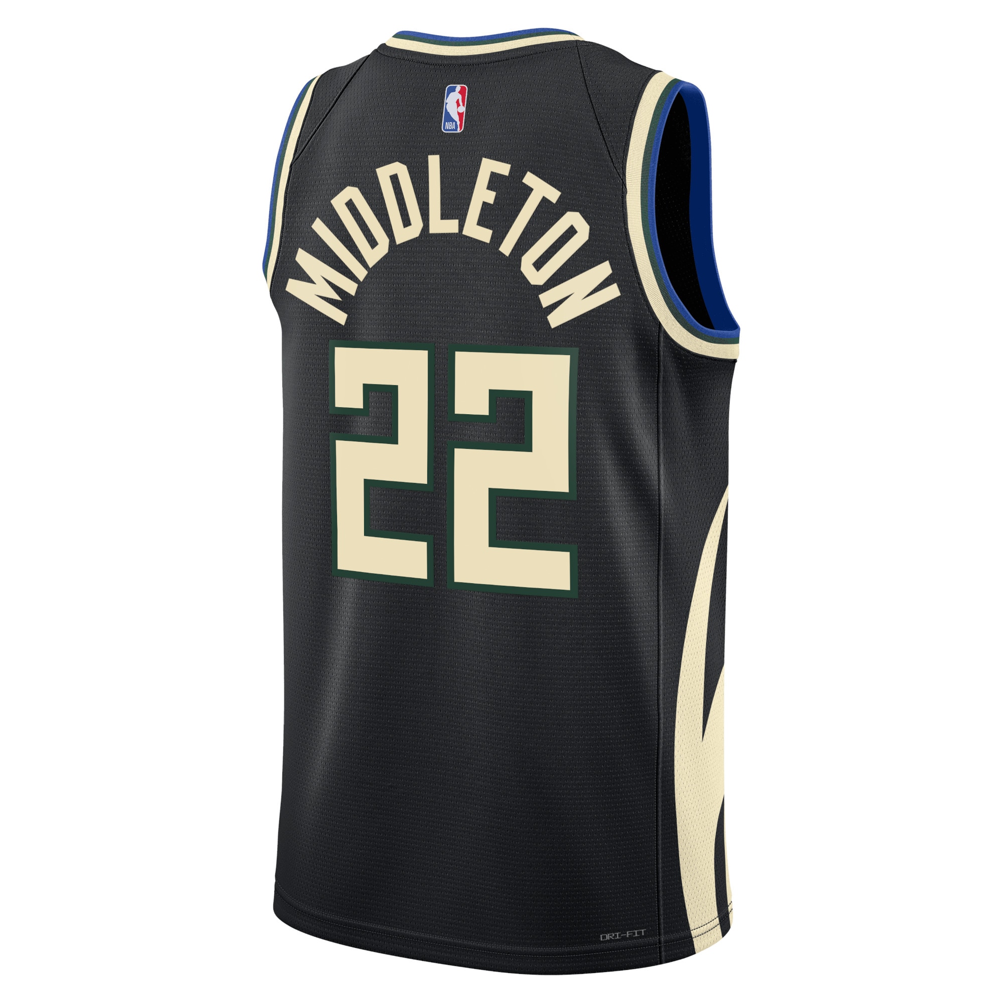 Alternative view of Milwaukee Bucks Jordan Statement Edition Swingman Jersey - Black - Khris Middleton - Unisex - JS356 