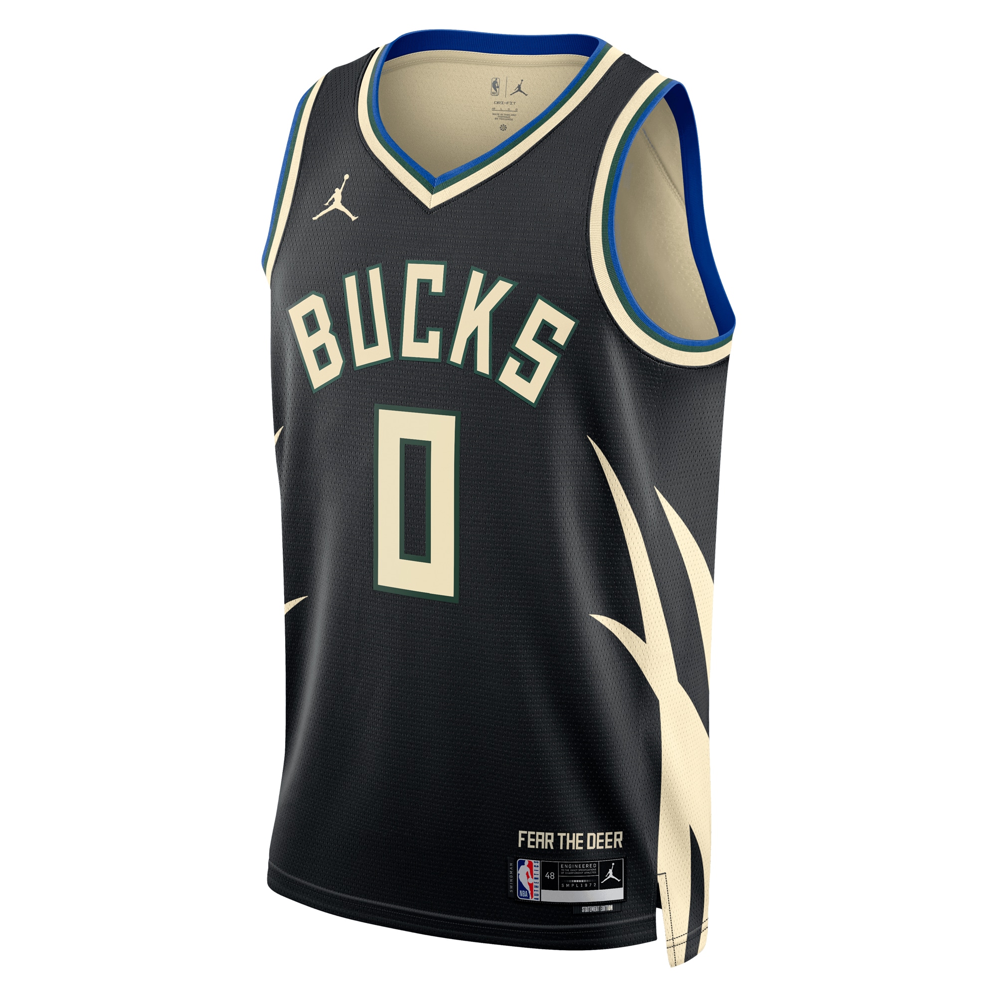 Alternative view of Milwaukee Bucks Jordan Statement Swingman Jersey - Black - Damian Lillard - Unisex - JS503 