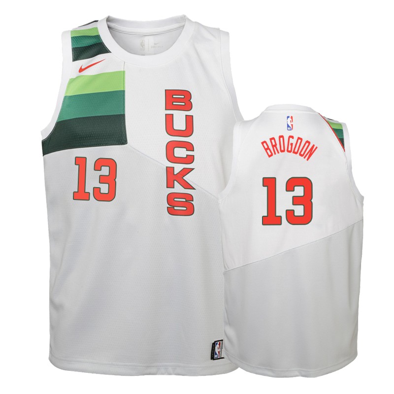 Milwaukee Bucks Malcolm Brogdon #13 White 2018-19 Earned Jersey -youth