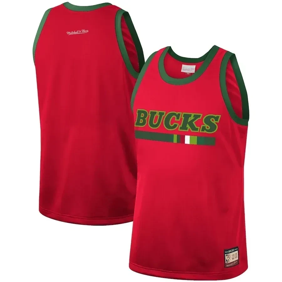 Milwaukee Bucks Mitchell & Ness Hardwood Classics Team Heritage Fashion Jersey - Red - JS479 