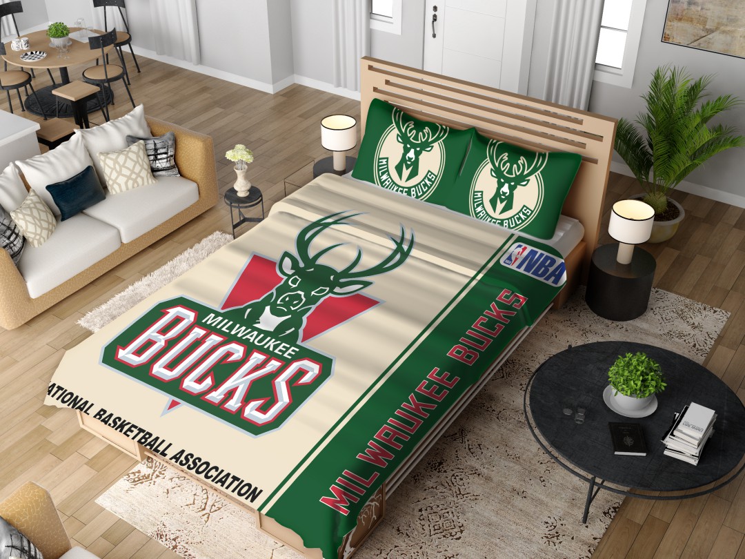 Alternative view of Milwaukee Bucks NBA Basketball Bedding Set - Custom Bedding Set
