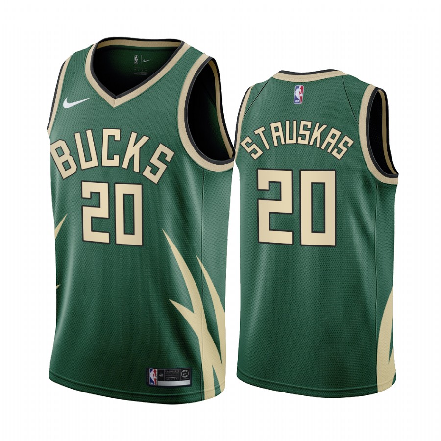 Milwaukee Bucks Nik Stauskas #20 White 2020-21 Earned Jersey